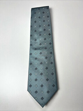 Harry Rosen Silk Geometric Pattern Tie in /gray sage green